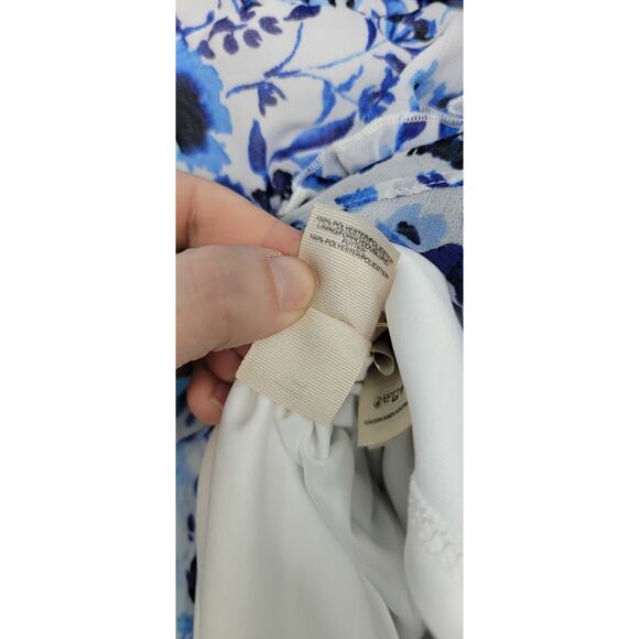 Rent The Runway Rachel Roy 14W Women's Blue Floral Sleeveless V-Neck Midi Dress - Picture 8 of 8